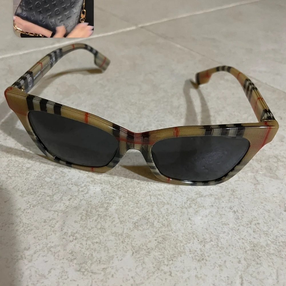 Burberry Plaid Sunglasses - Black and Tan